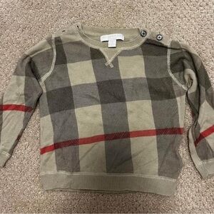 Authentic Burberry toddler plaid check boys sweater 18 months